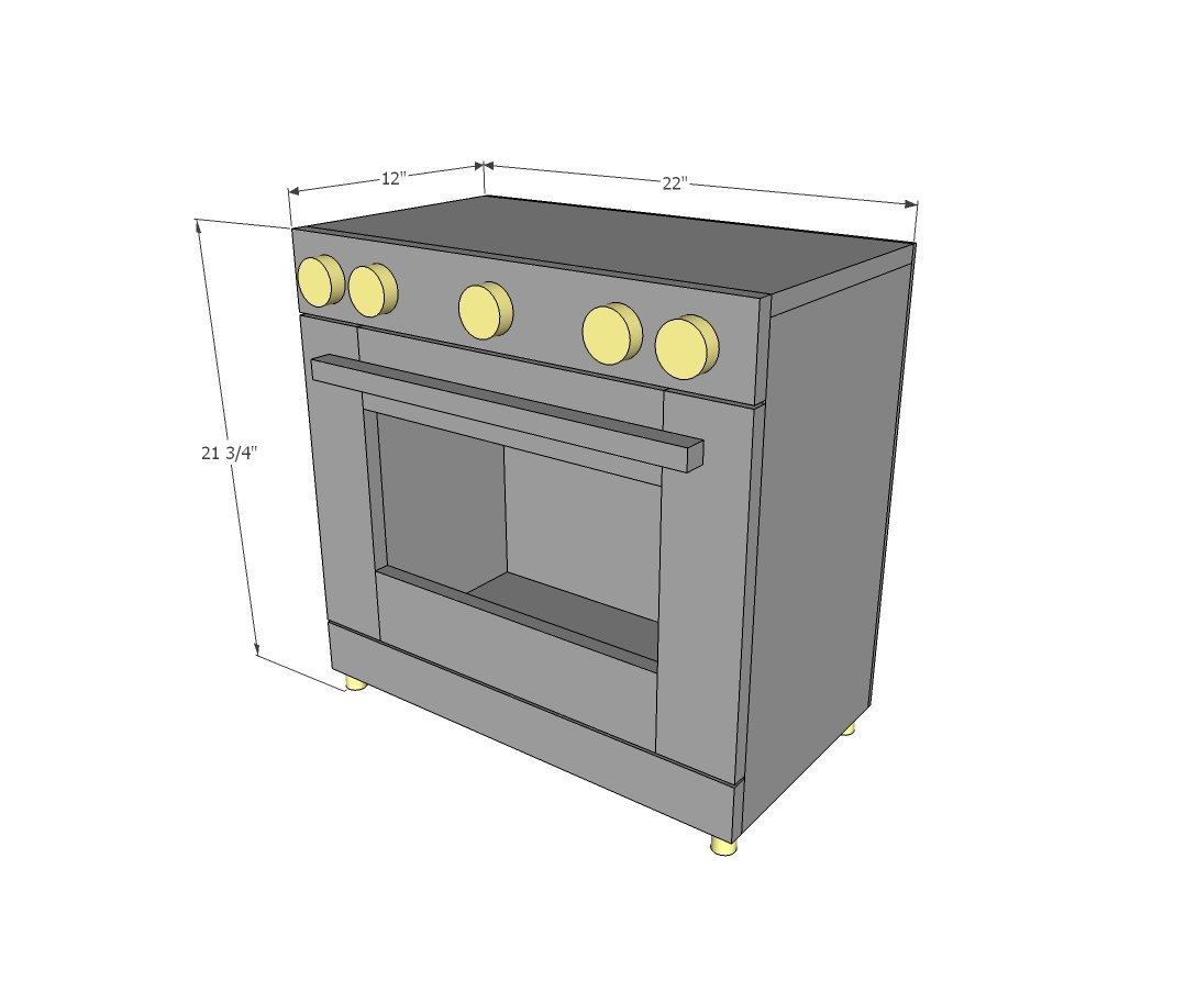 Foodie Play Kitchen Stove Wood Toy dimension diagram 1