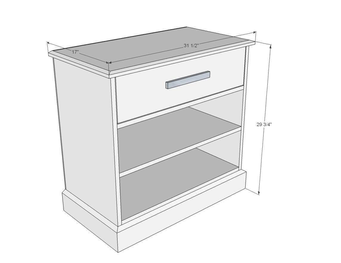 Frameless Nightstands with Drawers and Shelves dimension diagram 1
