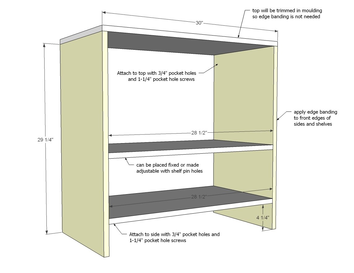 Frameless Nightstands with Drawers and Shelves — step 1