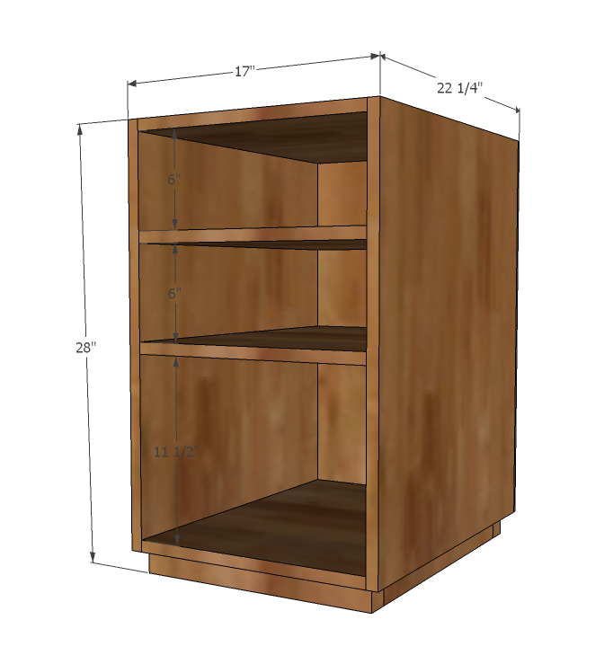 Frameless Office Open Shelf Base dimension diagram 1
