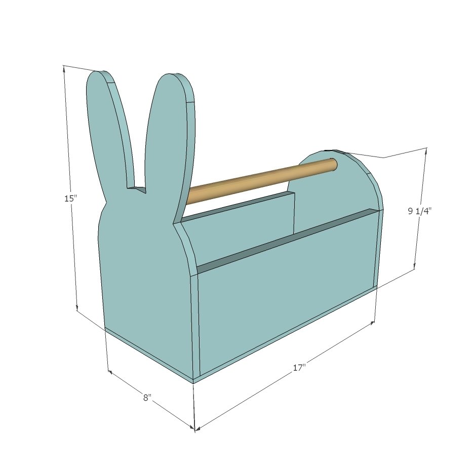 Bunny Basket Tote dimension diagram 1