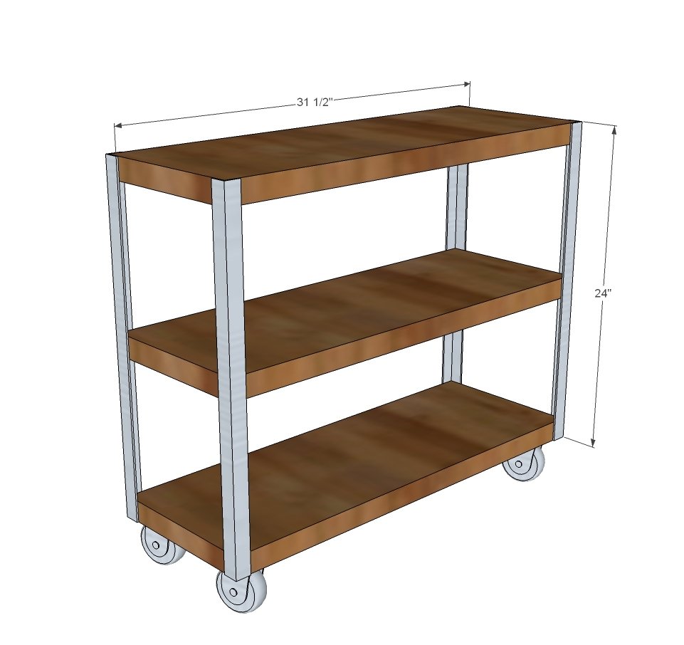 Rolling Shelf DIY dimension diagram 1