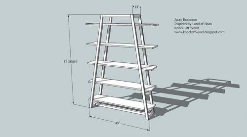 Freestanding Ladder Bookcase dimension diagram 1