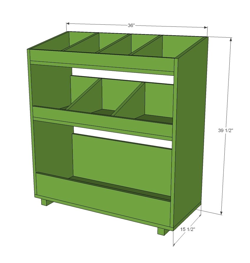 General Store Bin Bookshelf dimension diagram 1