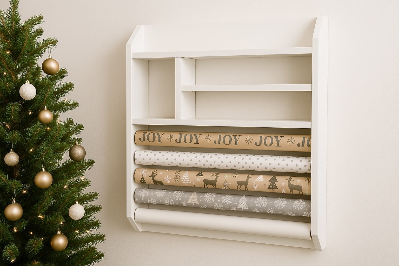 Gift Wrapping Station Wall Shelf Organizer