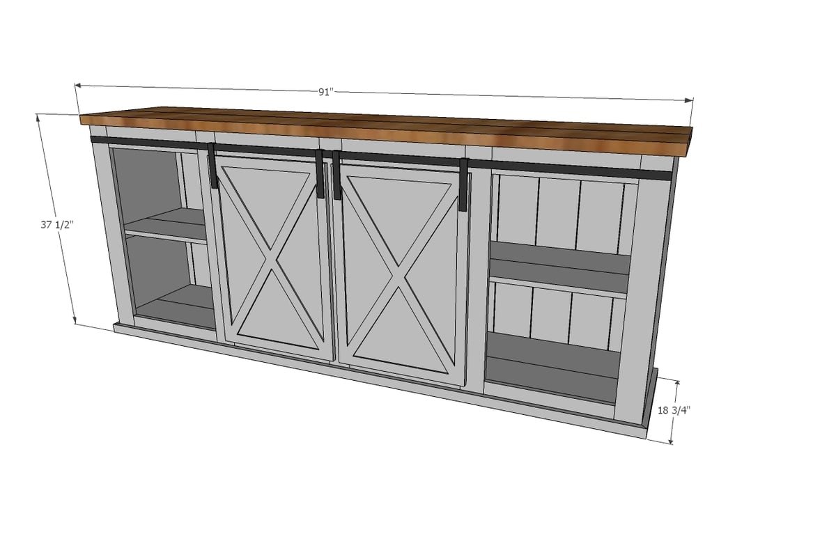 Grandy Barn Door Console dimension diagram 1