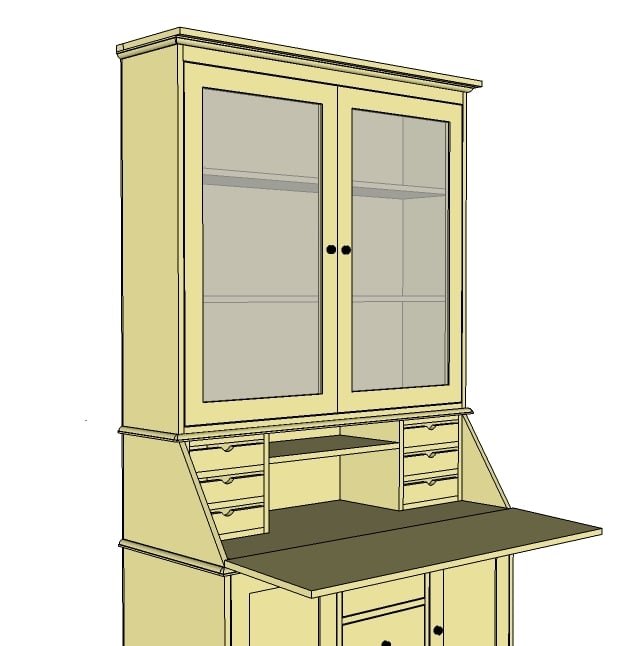 Grant Secretary Top Hutch with Doors