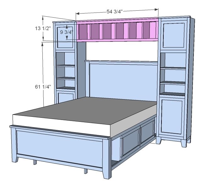 Hailey Hutch for Twin and Full Beds dimension diagram 1