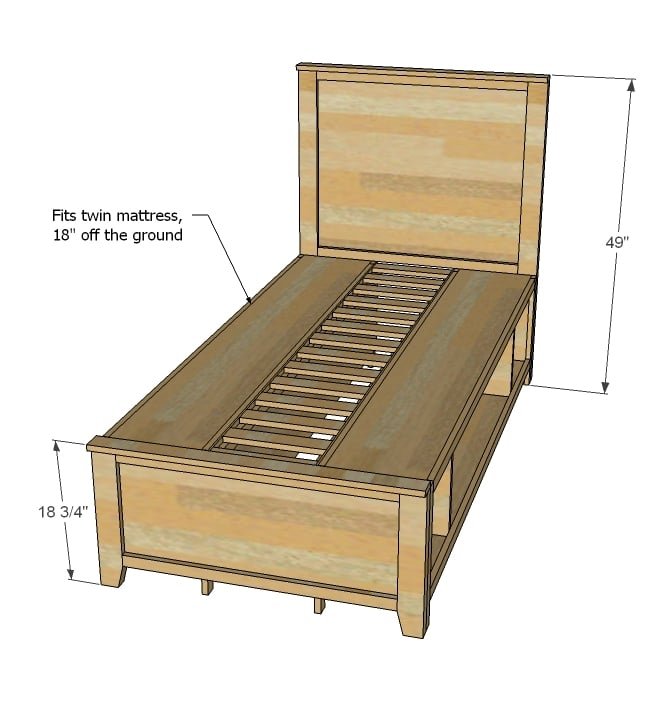Hailey Storage Bed dimension diagram 1