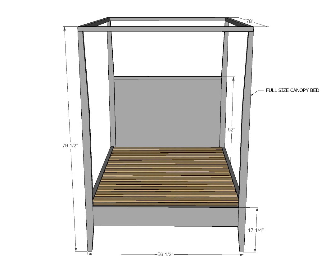 Hannah Canopy Bed dimension diagram 1