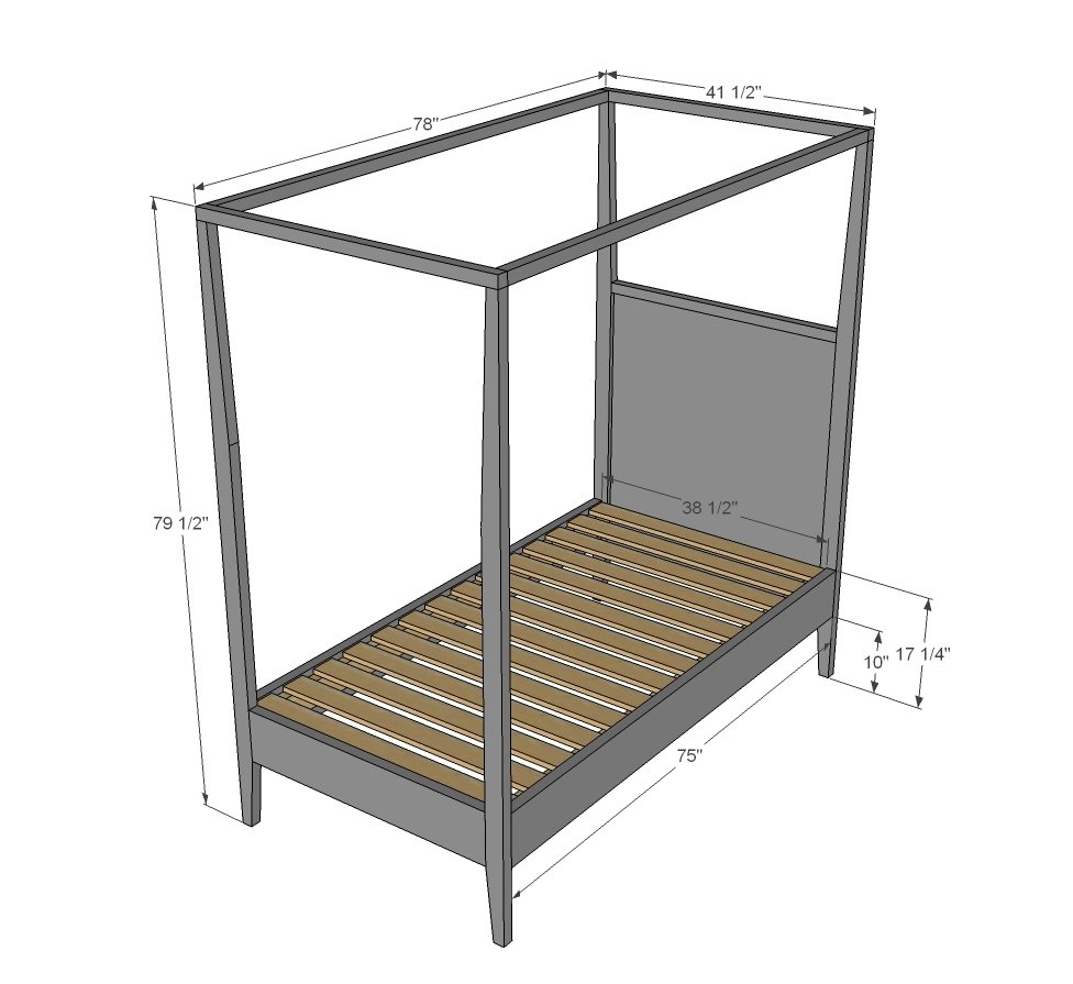 Hannah Canopy Bed dimension diagram 1