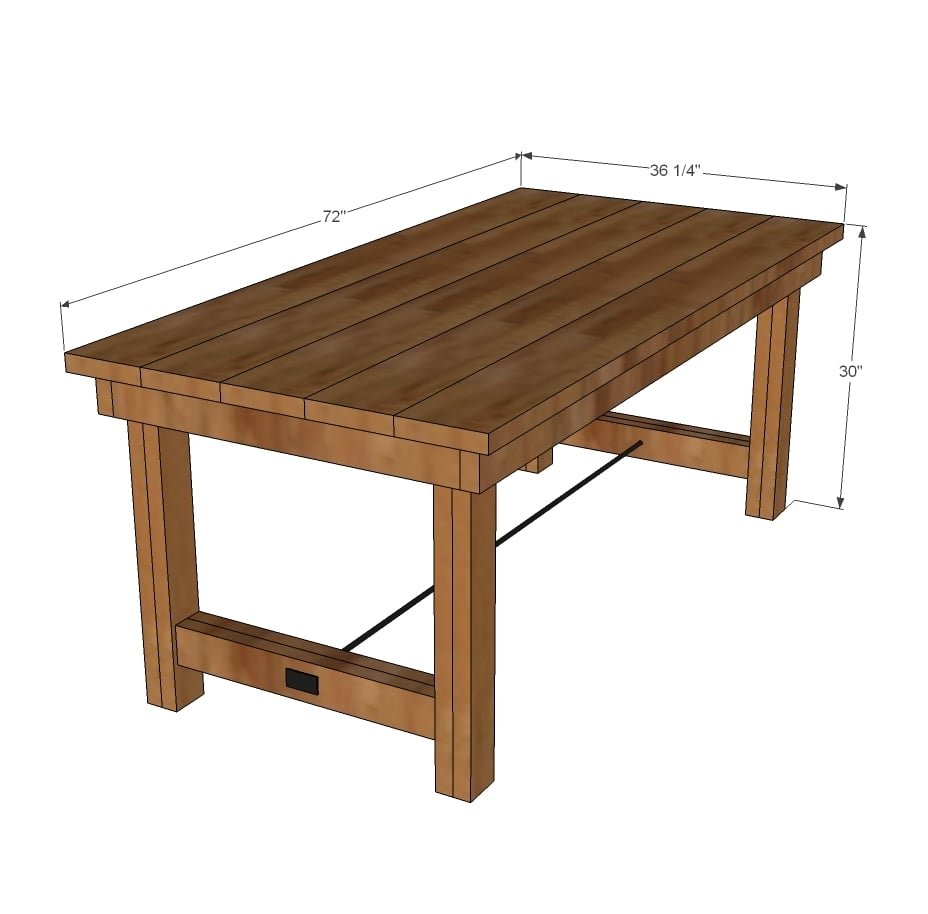 Happier Homemaker Farmhouse Table dimension diagram 1