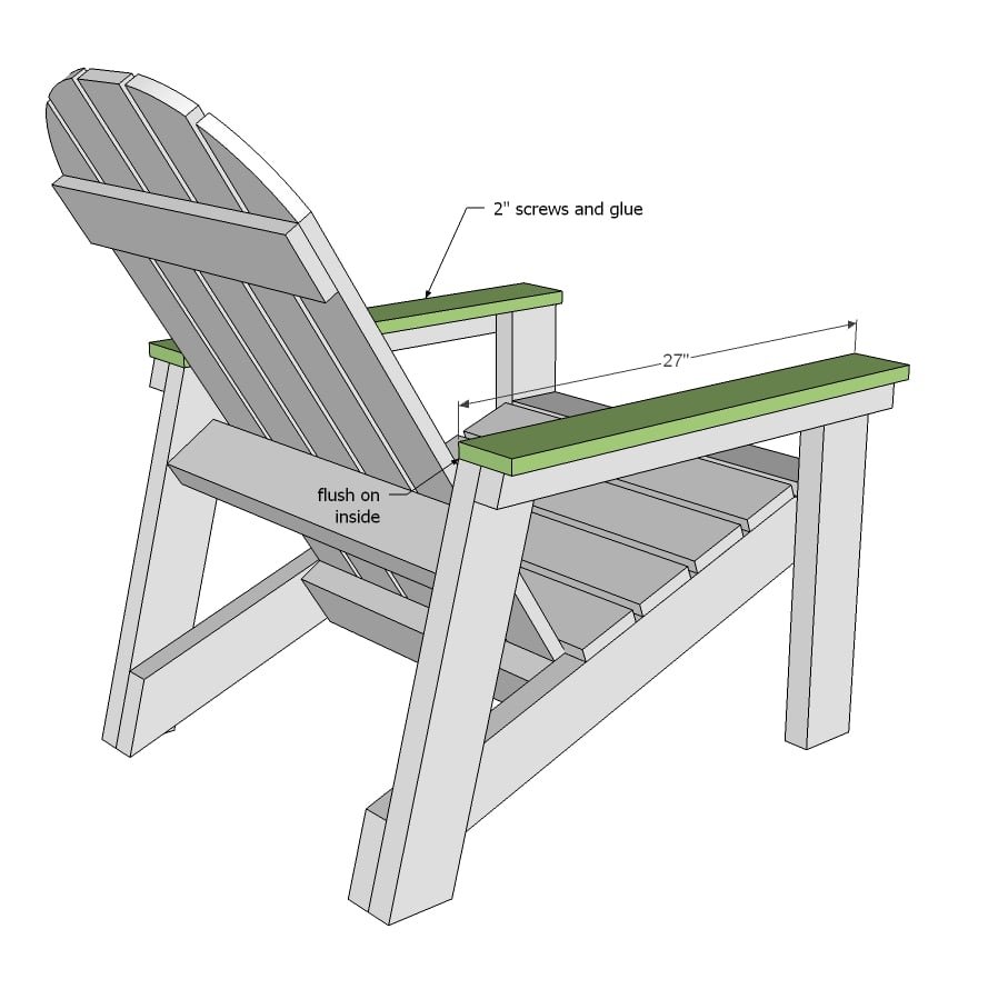 Heavy Duty Adirondack Chair Plans with Back Leg and Footstool — step 9