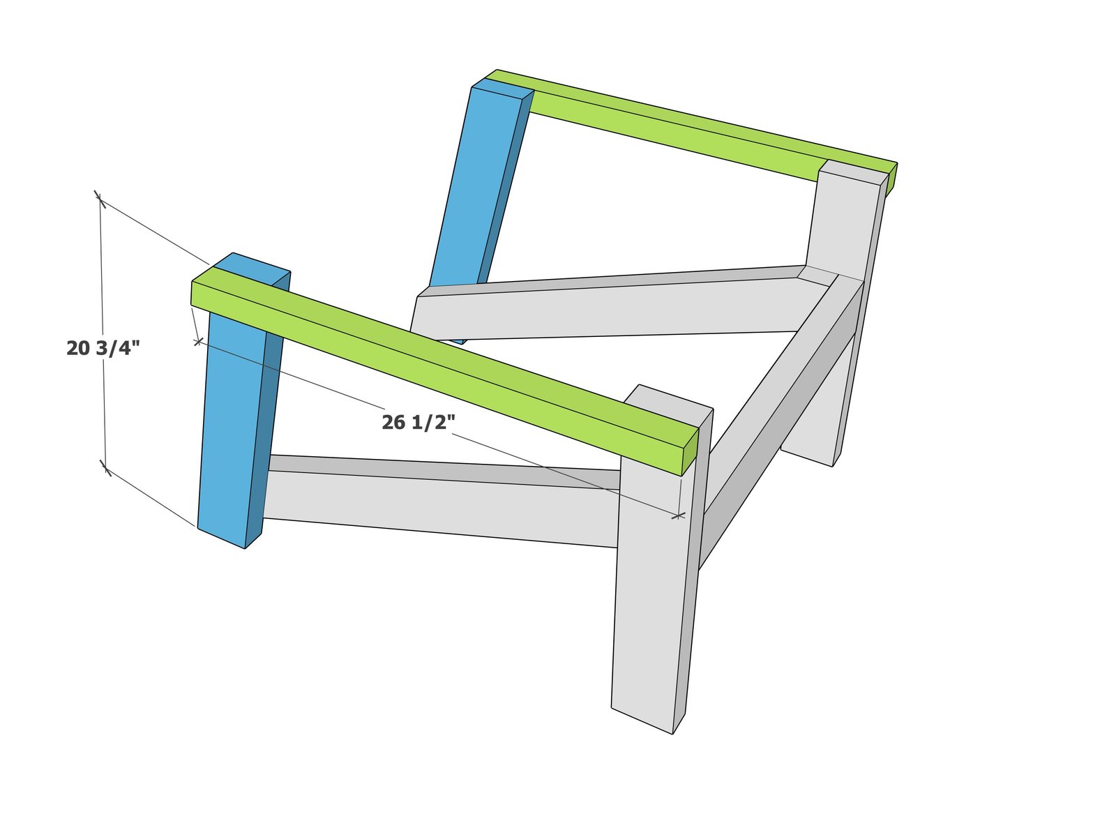 Heavy Duty Adirondack Chair Plans with Back Leg and Footstool — step 4
