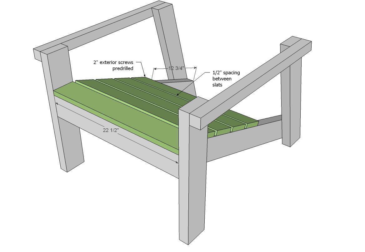 Heavy Duty Adirondack Chair Plans with Back Leg and Footstool — step 5