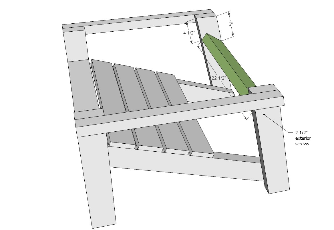 Heavy Duty Adirondack Chair Plans with Back Leg and Footstool — step 6