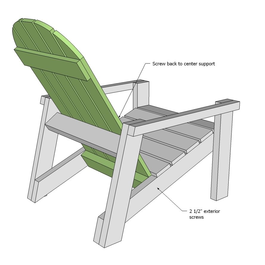 Heavy Duty Adirondack Chair Plans with Back Leg and Footstool — step 8
