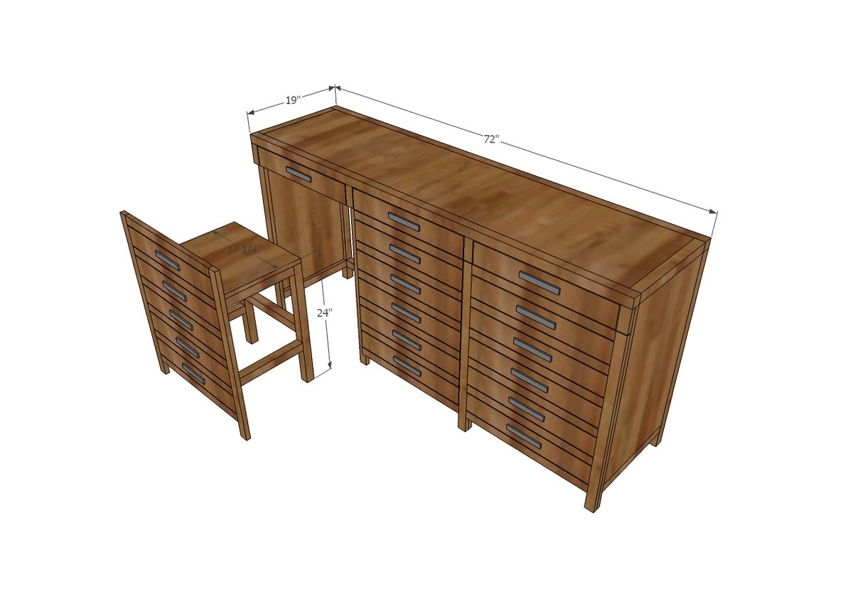 Hidden Desk Apothecary Cabinet dimension diagram 1