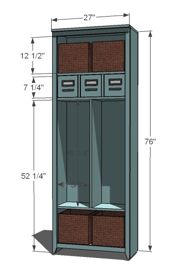 Hillary's Locker Cabinet with Charging Cubbies dimension diagram 1