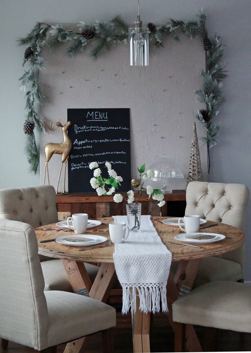 Holiday Tablescape DIY Linen Pinboard