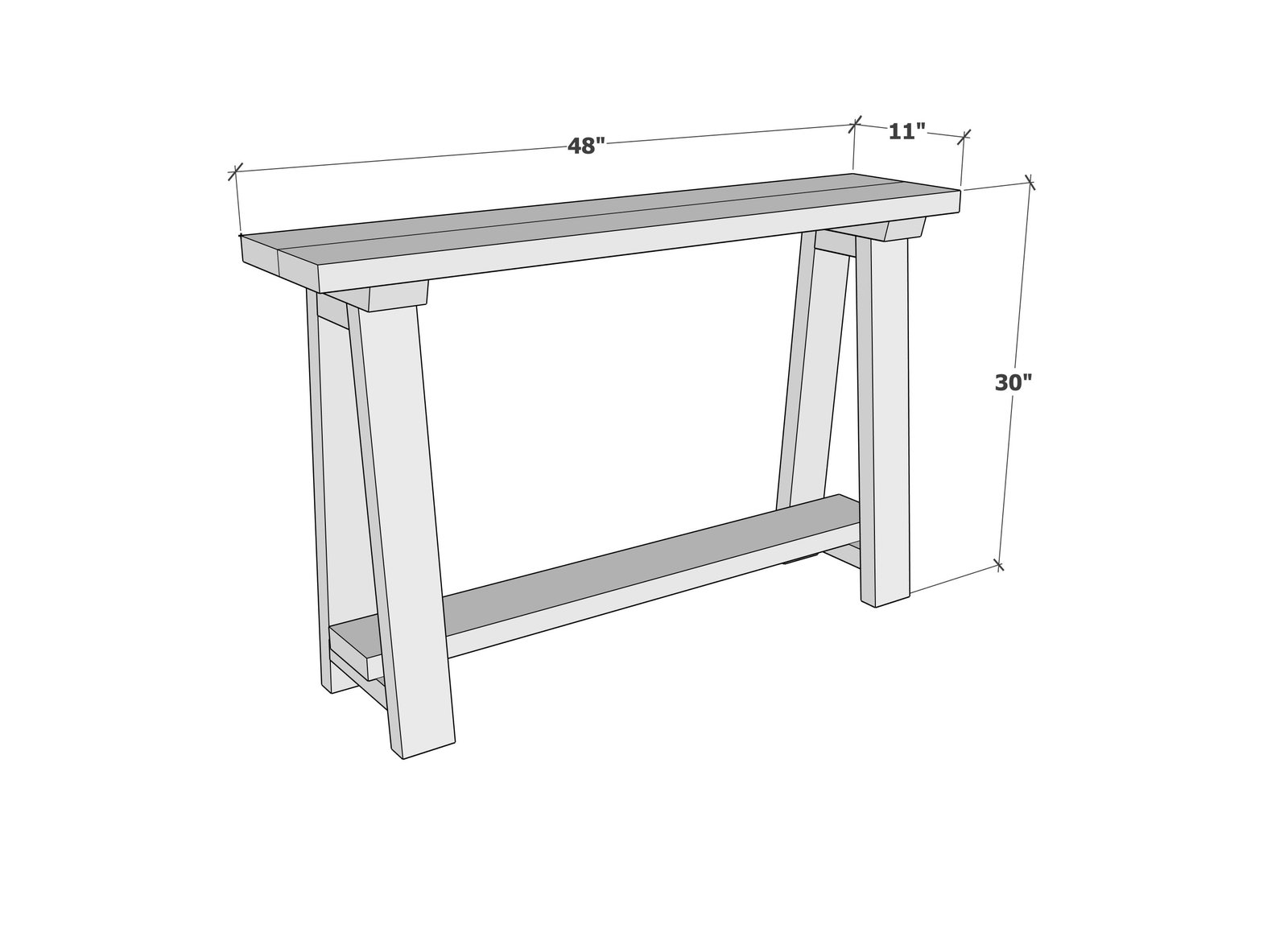 Homestead Console Table dimension diagram 1