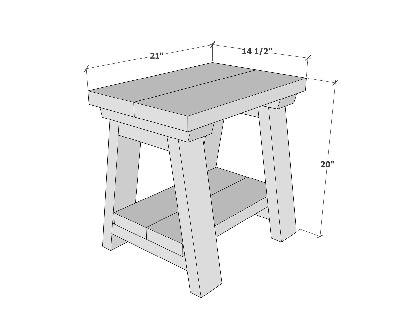 Homestead End Table, Side Table or Nightstand dimension diagram 1