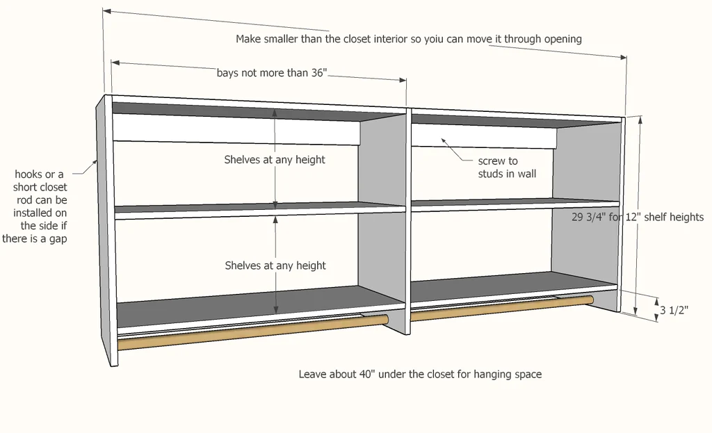 Horizontal Closet Organizer dimension diagram 1