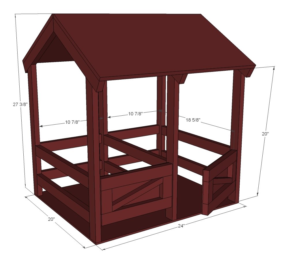 Horse Stables for American Girl or 18" Dolls dimension diagram 1