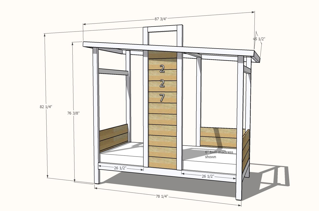 House Bed Frame dimension diagram 1