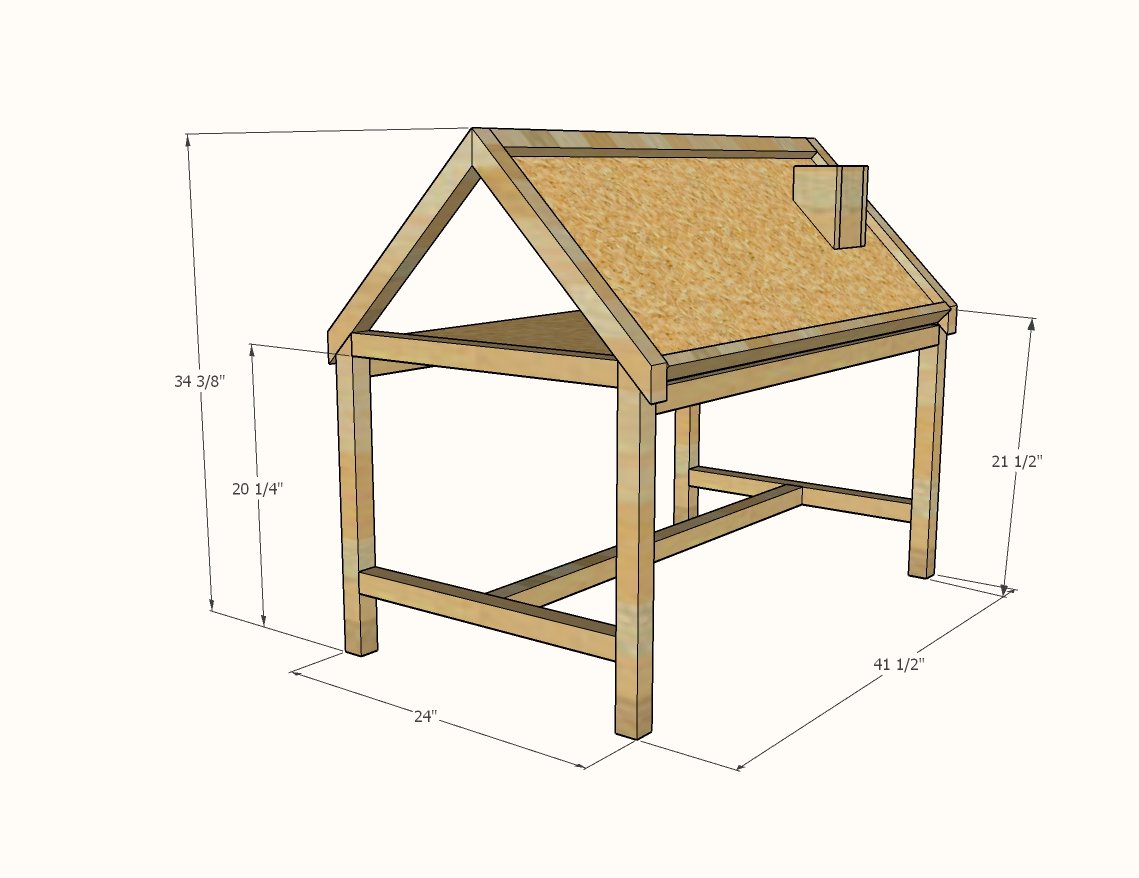 House Play Table with Angled Desktop dimension diagram 1