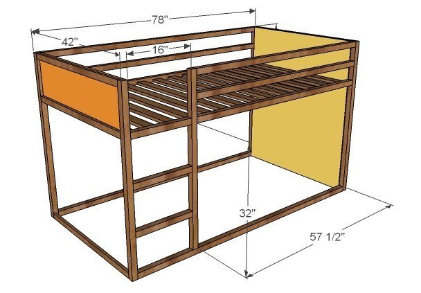 How to Build a Fort Bed dimension diagram 1