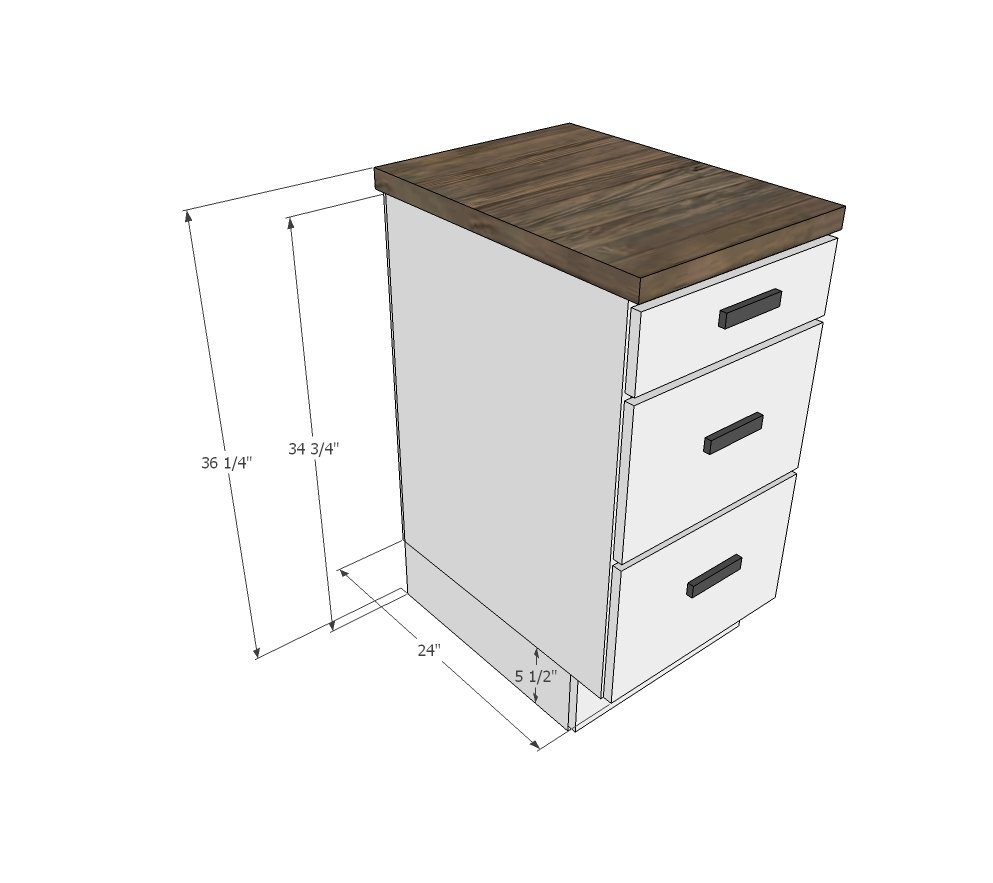 How to Build Kitchen Cabinet with a 2x4 Base dimension diagram 1