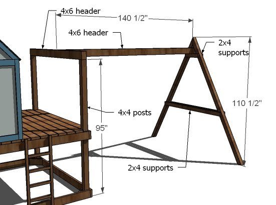 How to Build a Swing Set for the Playhouse! dimension diagram 1