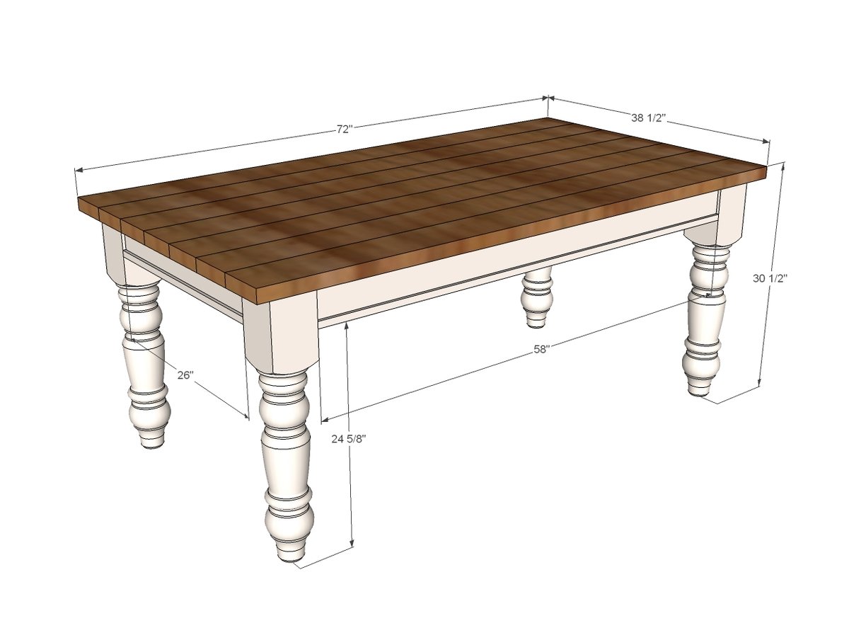 Husky Farmhouse Table dimension diagram 1