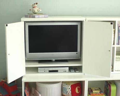 Hutch with Doors for the Modular Playroom Media Wall Collection