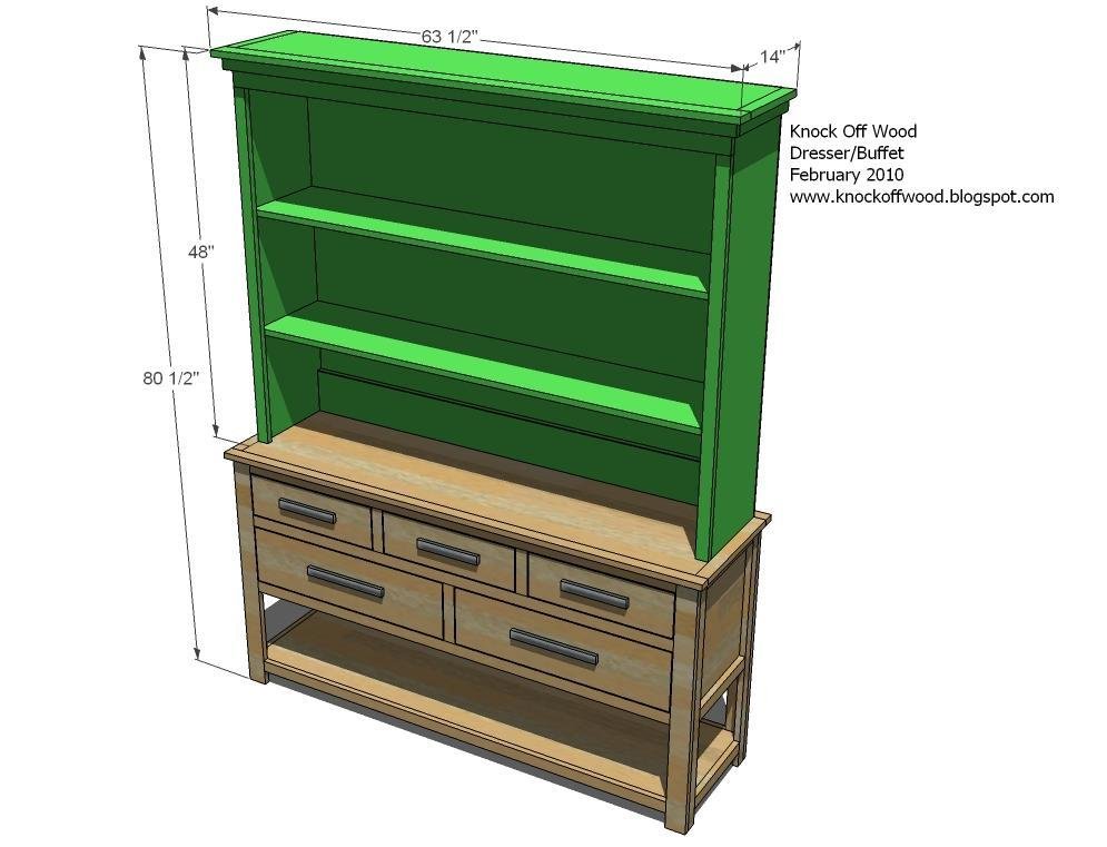 Hutch for the Open Shelf Dresser dimension diagram 1