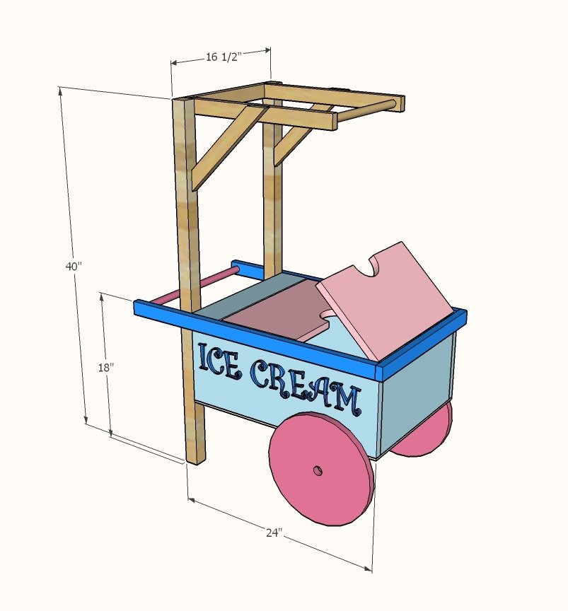 Ice Cream Cart dimension diagram 1