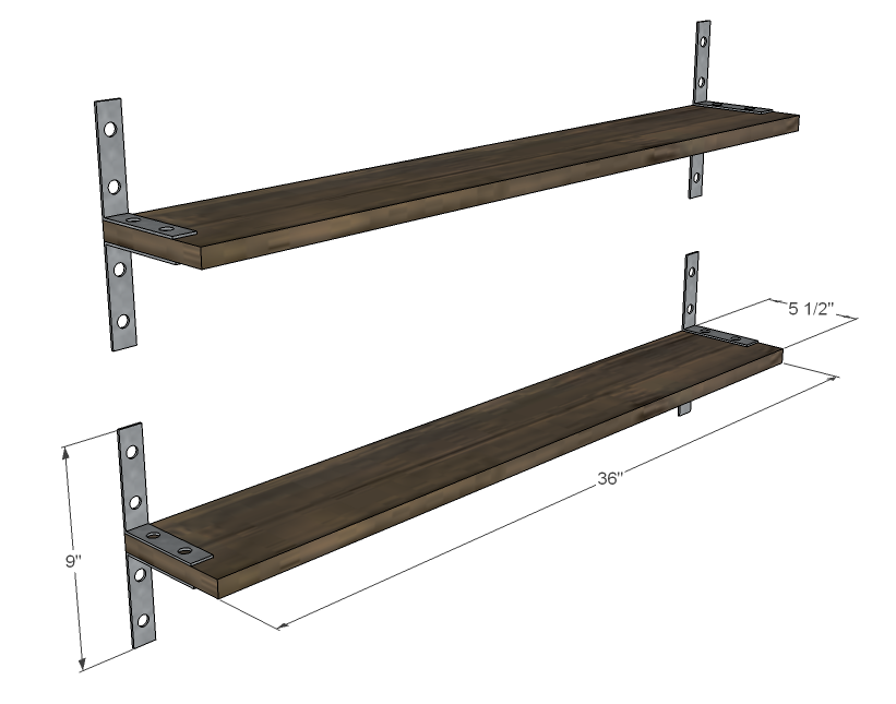 Industrial Chic Reclaimed Wood Shelves dimension diagram 1