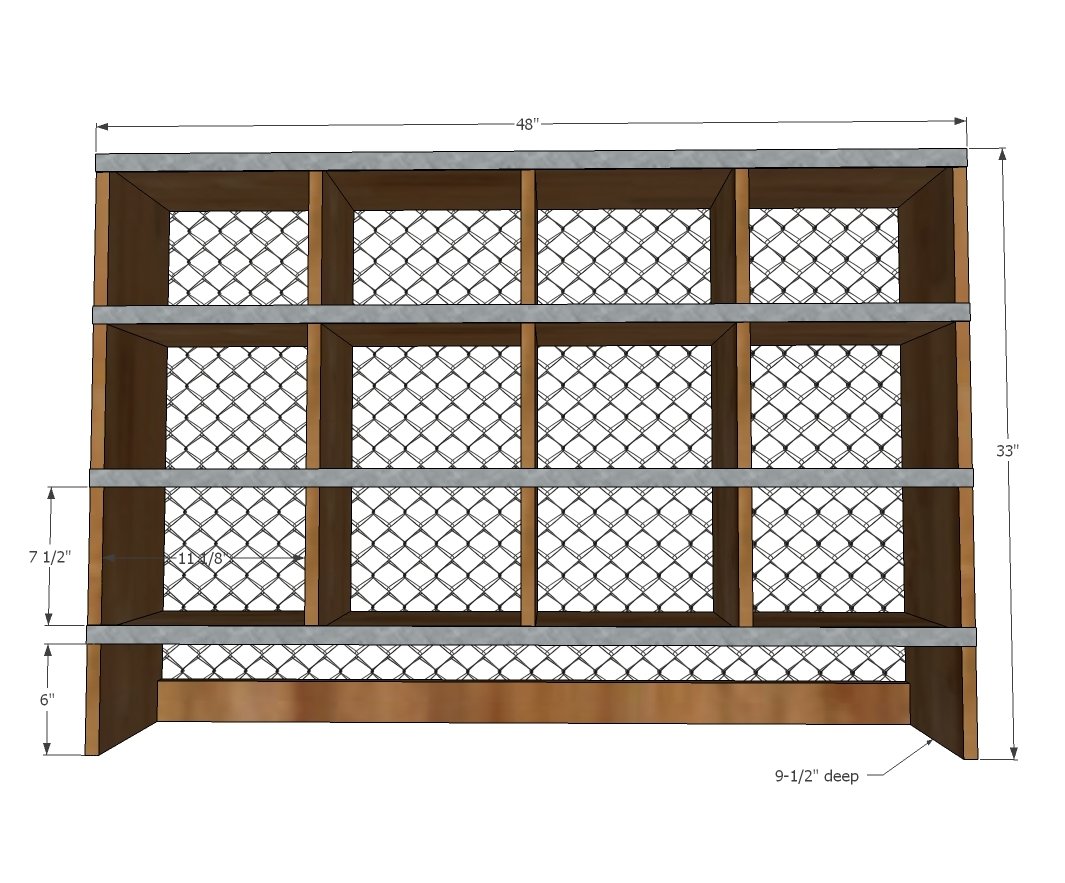 Industrial Style Storage Hutch dimension diagram 1