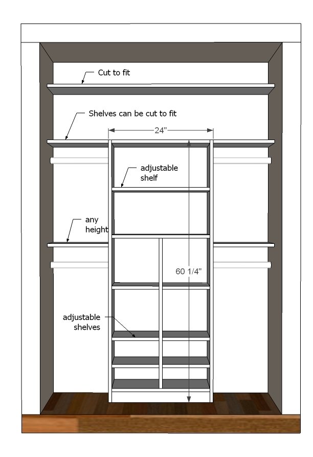 Just My Size Closet dimension diagram 1