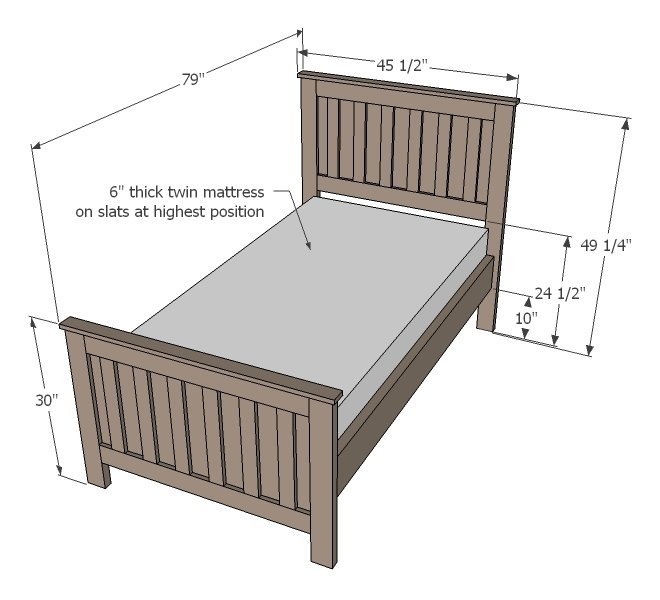 Kentwood Bed dimension diagram 1