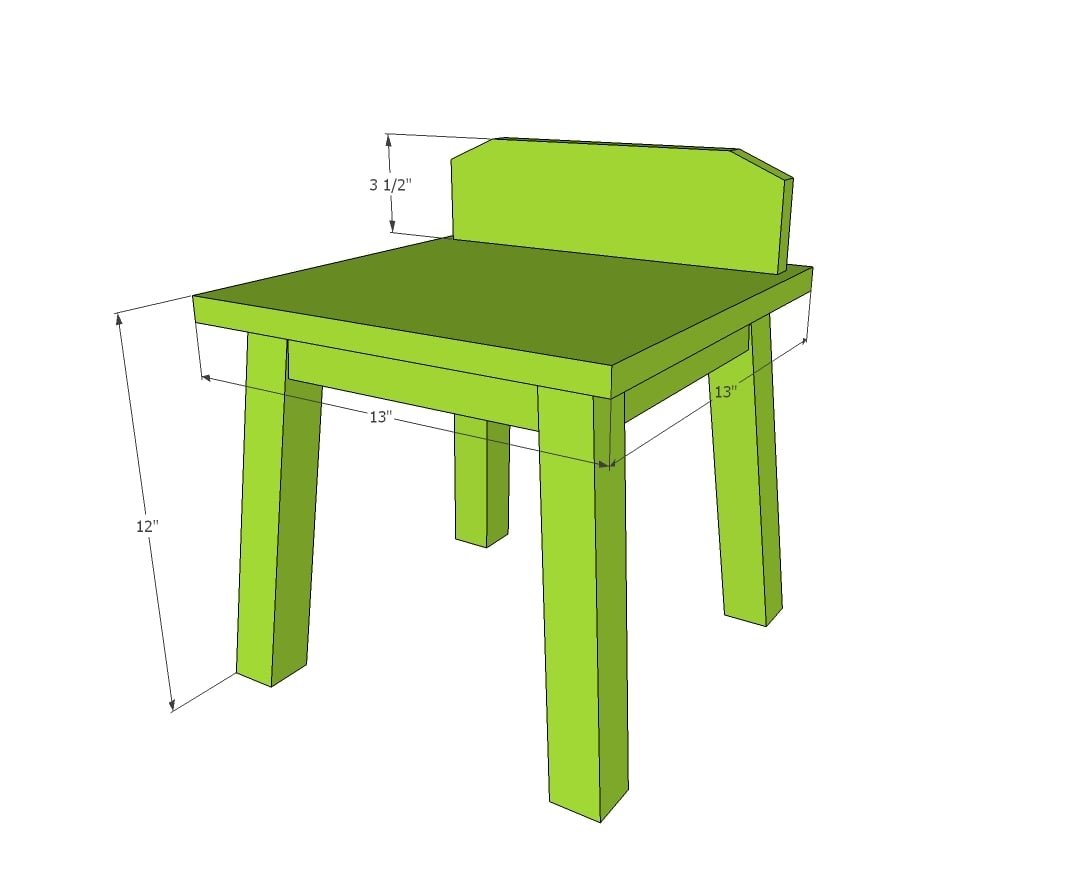 Kids Art Center Stools dimension diagram 1