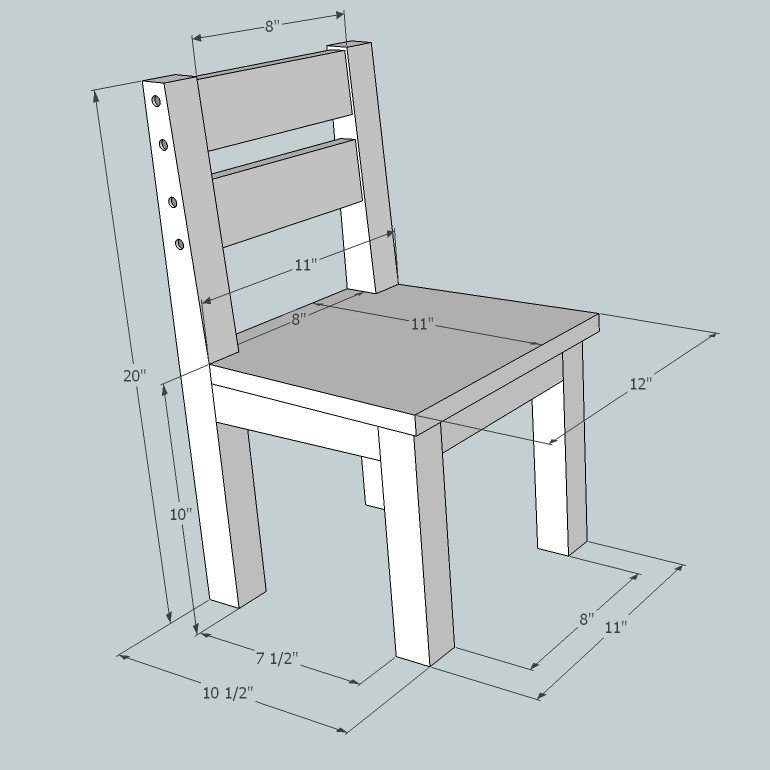 Kid's Chair dimension diagram 1