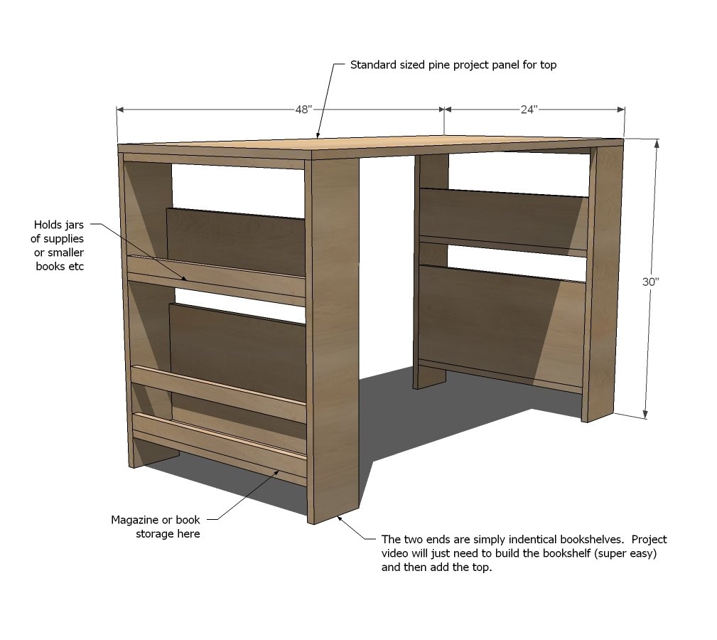 Kids Storage Leg Desk dimension diagram 1
