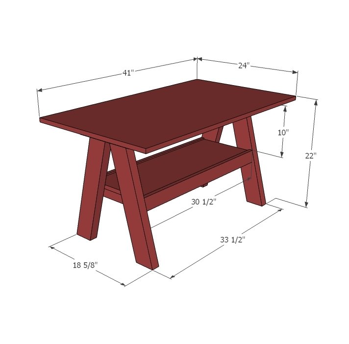 Kids Trestle Style Play Table dimension diagram 1
