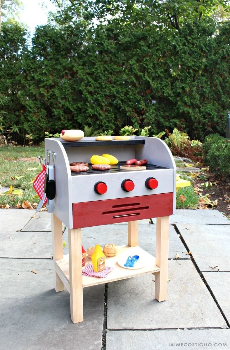 Kids Wood Play Toy Grill