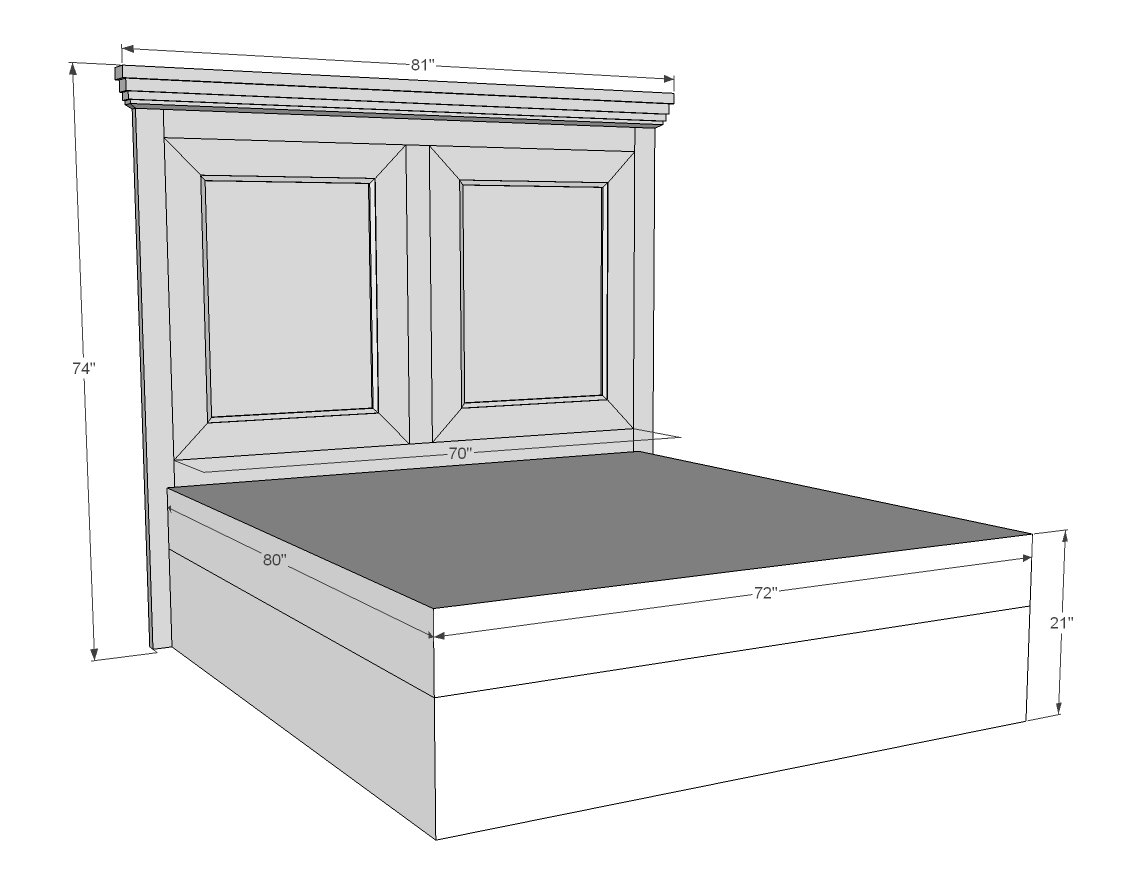 King Panel Headboard dimension diagram 1