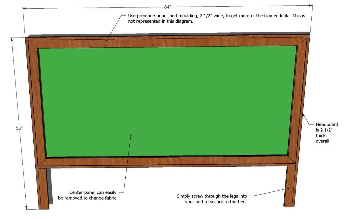 King Size Framed Upholstered Headboard dimension diagram 1