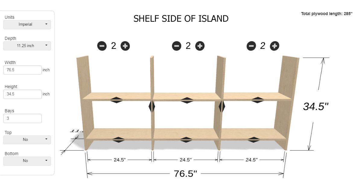 Kitchen Island with Open Shelving — step 1