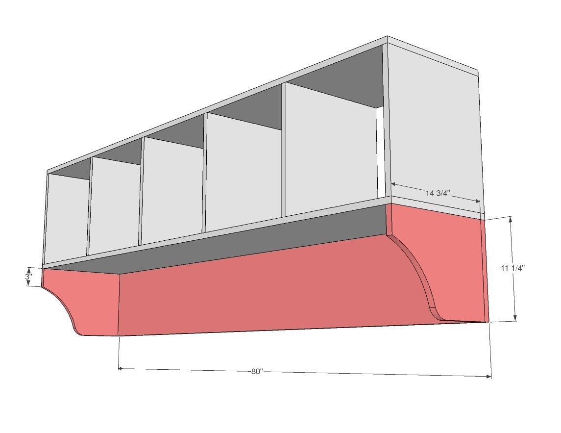 Large Custom Mudroom Organizer with Cubbies and Hooks — step 2